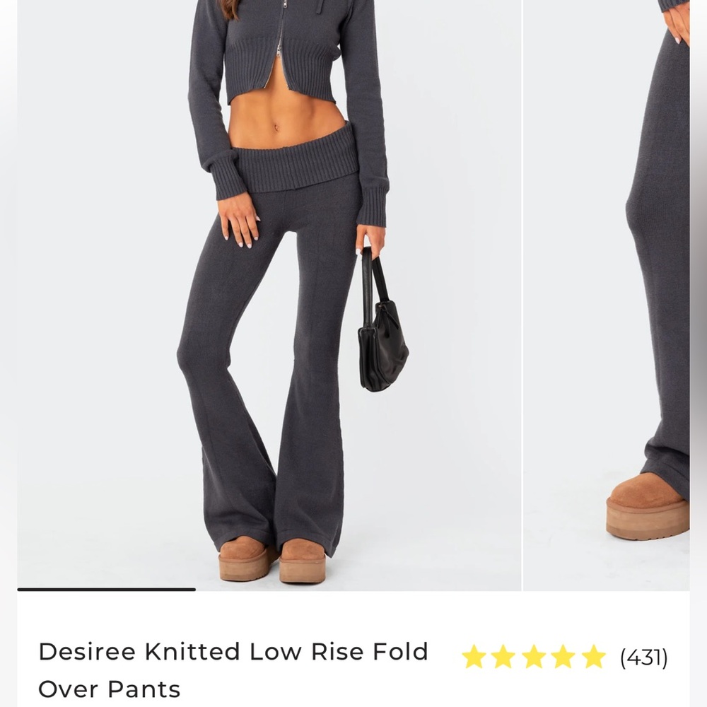 Edikted Dark Blue Flare Knit Matching Set